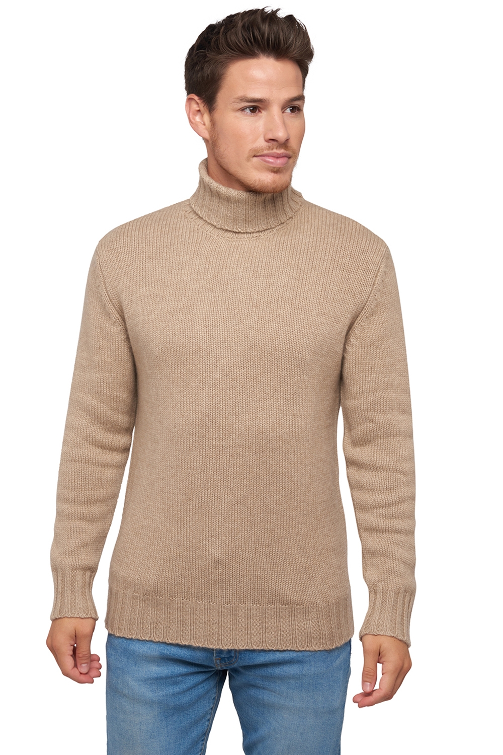 Cachemire Naturel pull homme col roule natural chichi natural brown m